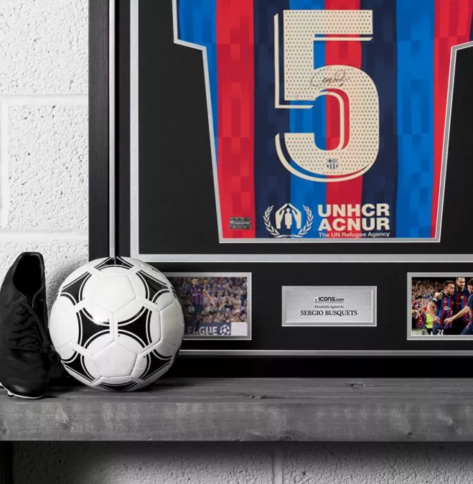 Sergio Busquets Back Signed FC Barcelona 2022-23 Home Shirt In Classic Frame