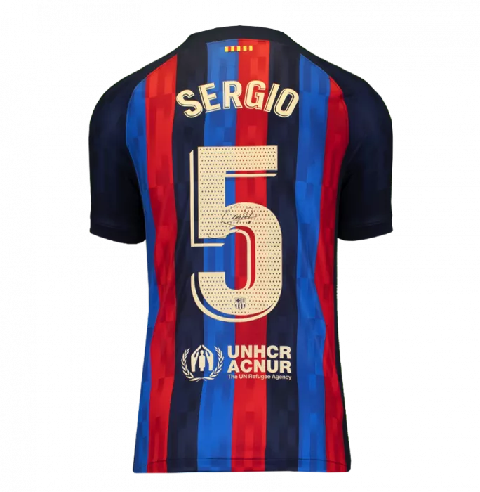 Sergio Busquets Back Signed FC Barcelona 2022-23 Home Shirt In Hero Frame: Option 1