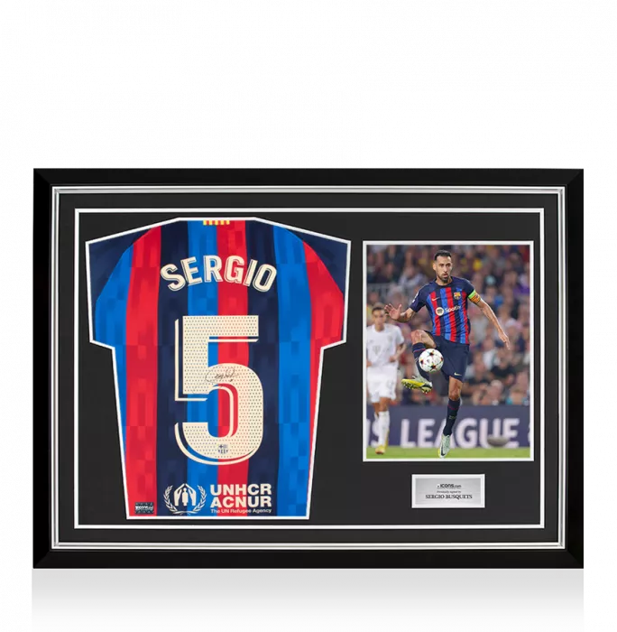 Sergio Busquets Back Signed FC Barcelona 2022-23 Home Shirt In Hero Frame: Option 1