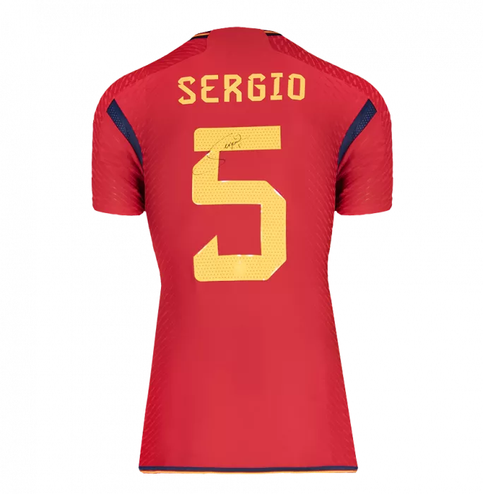Sergio Busquets Back Signed Spain 2022-23 Home Shirt In Classic Frame