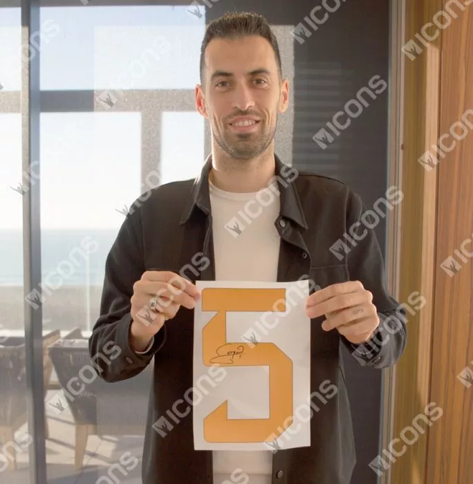 Sergio Busquets Back Signed Spain 2022-23 Home Shirt With Fan Style Number In Classic Frame