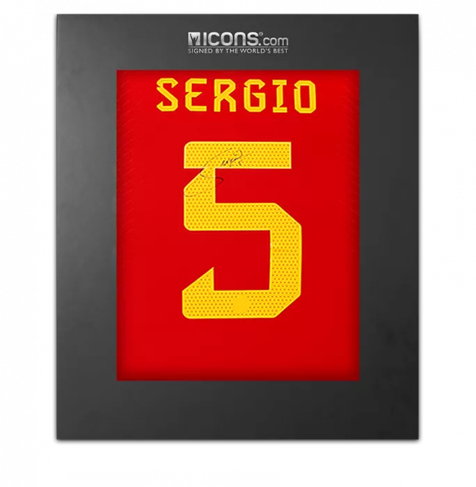 Sergio Busquets Back Signed Spain 2022-23 Home Shirt In Deluxe Packaging
