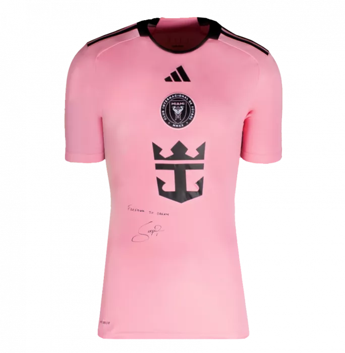 Sergio Busquets Front Signed Inter Miami CF 2024-25 Home Shirt - "Freedom To Dream" Inscription In Hero Frame: Option 1
