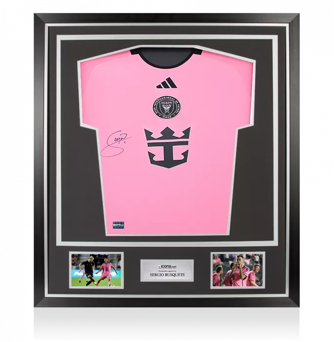 Sergio Busquets Front Signed Inter Miami CF 2024-25 Home Shirt In Classic Frame
