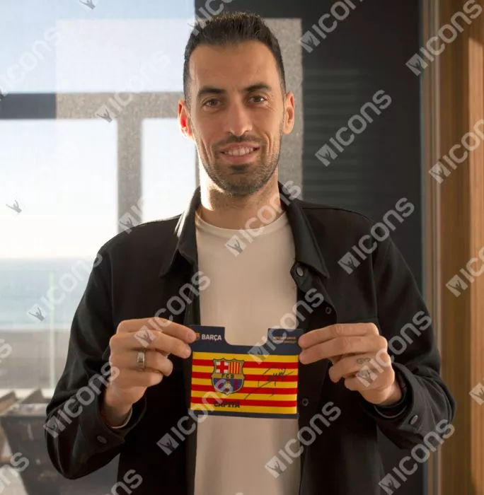 Sergio Busquets Official FC Barcelona Signed And Framed Branded Captain's Armband
