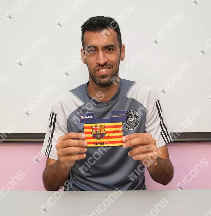 Sergio Busquets Signed And Framed FC Barcelona Branded Captain's Armband