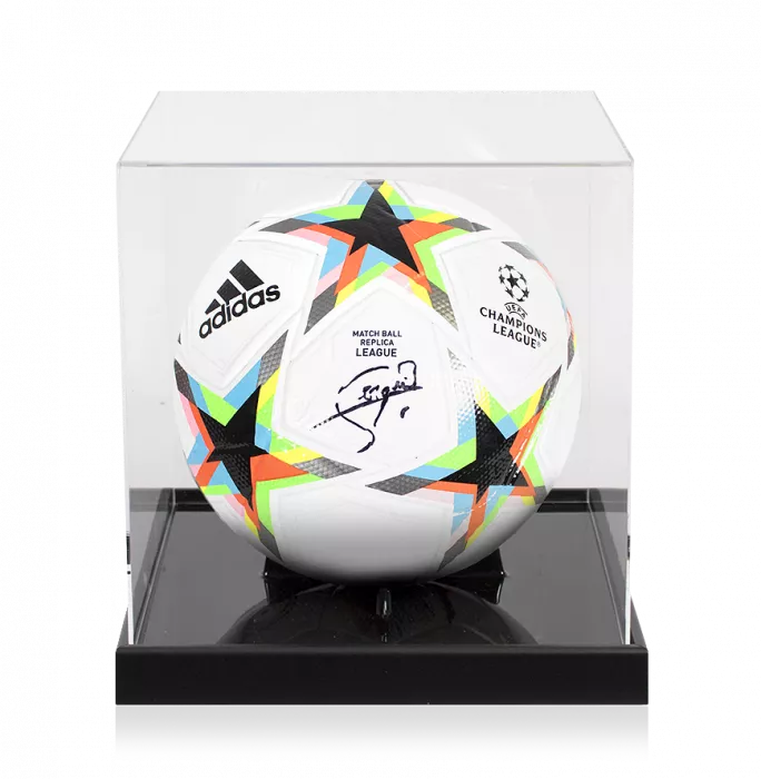 Sergio Busquets Signed UEFA Champions League Football In Acrylic Case