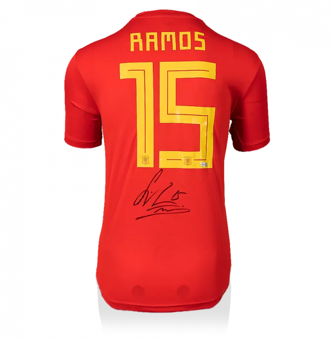Sergio Ramos Back Signed Spain 2018 Home Shirt