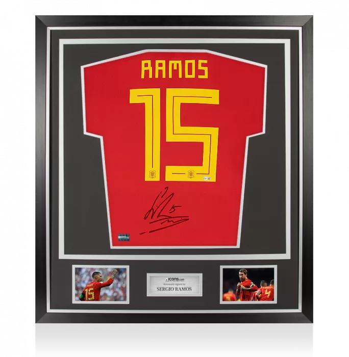 Sergio Ramos Back Signed Spain 2018 Home Shirt In Classic Frame