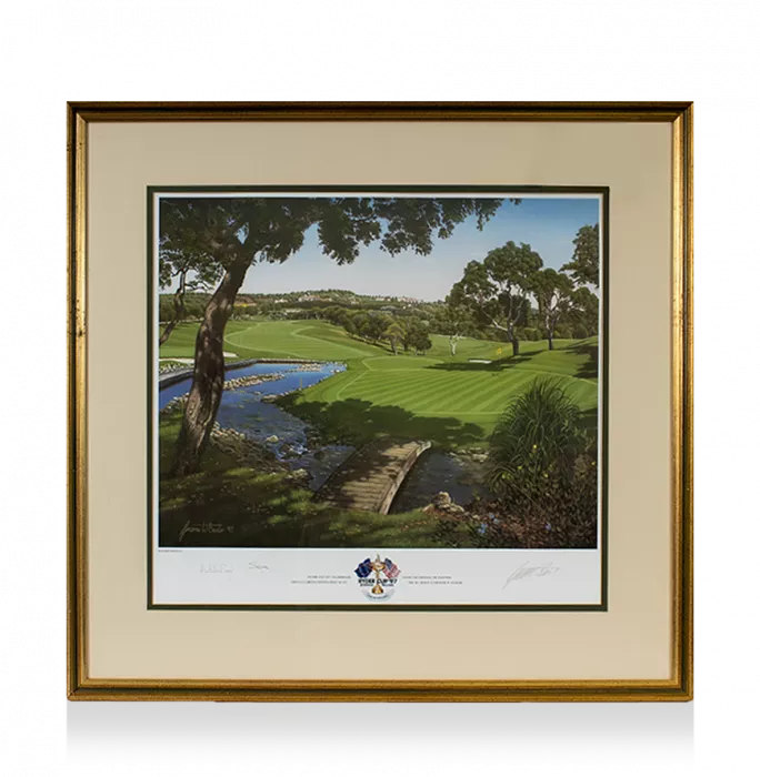 Seve Ballesteros Signed And Framed 1997 Ryder Cup Artwork: The 4th Hole At Valderrama