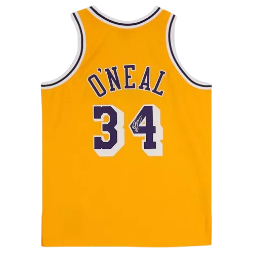 Shaquille O'Neal Signed And Framed Los Angeles Lakers Mitchell & Ness Gold Authentic Jersey