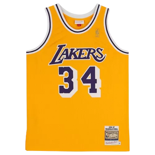 Shaquille O'Neal Signed And Framed Los Angeles Lakers Mitchell & Ness Gold Authentic Jersey