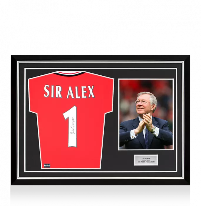 Sir Alex Ferguson Back Signed Manchester United 1999 Home Shirt: Sir Alex 1 In Hero Frame: Option 1