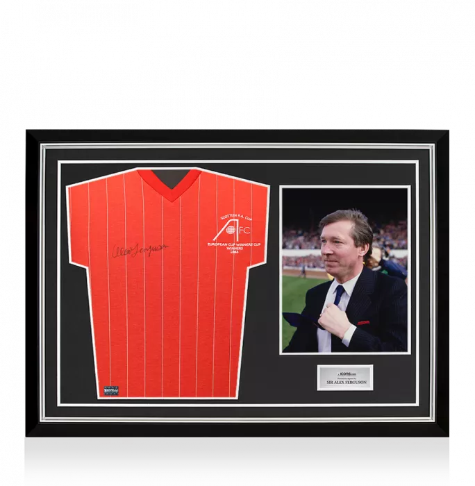 Sir Alex Ferguson Front Signed Aberdeen 1983 European Cup Winners Shirt In Hero Frame: Option 1