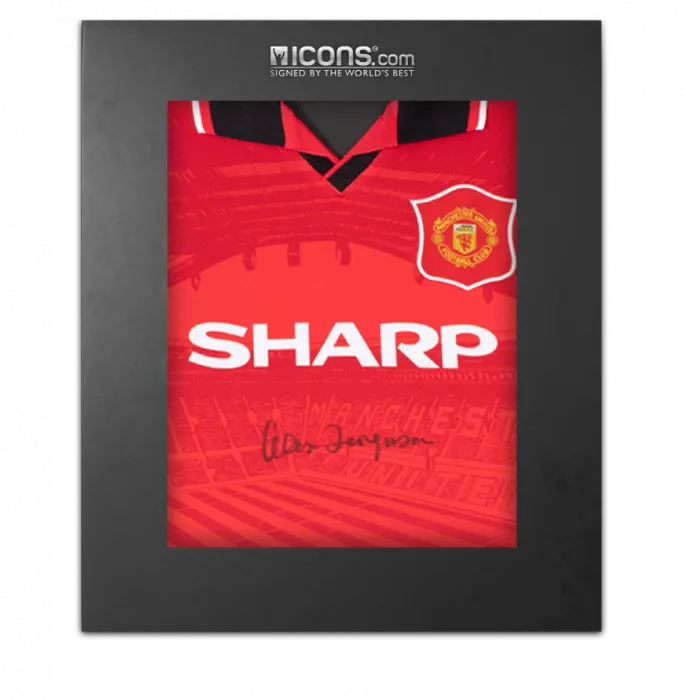 Sir Alex Ferguson Front Signed Manchester United 1996 Home Shirt In Deluxe Packaging