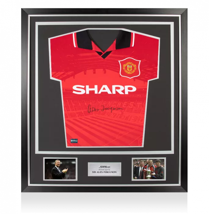 Sir Alex Ferguson Front Signed Manchester United 1996 Home Shirt In Classic Frame