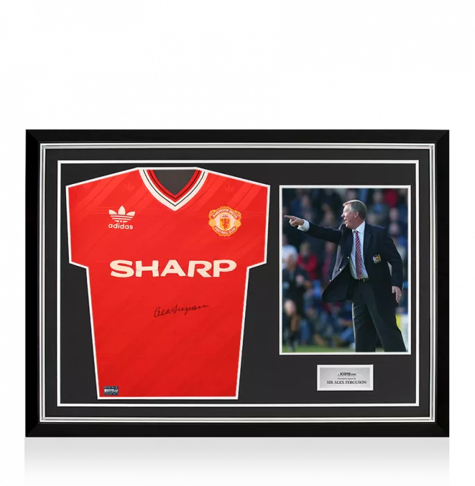 Sir Alex Ferguson Front Signed Manchester United 1986-88 Home Shirt In Hero Frame: Option 1