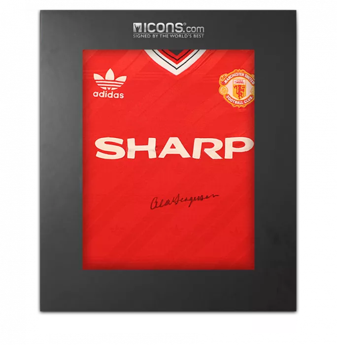 Sir Alex Ferguson Front Signed Manchester United 1986-88 Home Shirt In Deluxe Packaging