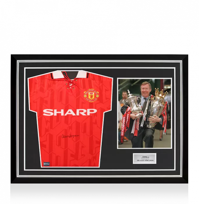 Sir Alex Ferguson Front Signed Manchester United 1994 Home Shirt In Hero Frame: Option 1
