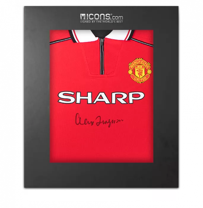 Sir Alex Ferguson Front Signed Manchester United 1999 League Shirt In Deluxe Packaging
