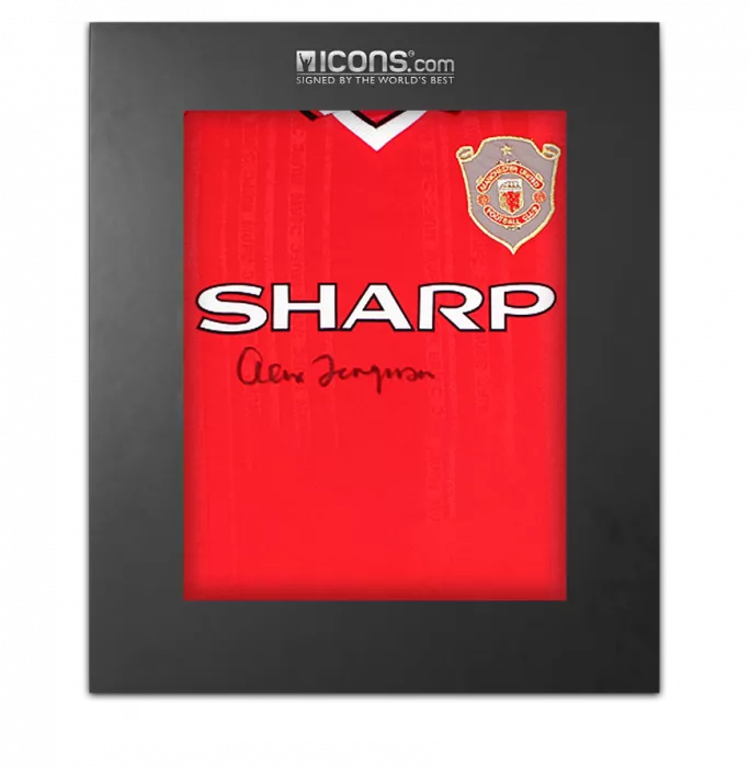 Sir Alex Ferguson Front Signed Manchester United 1999 UEFA Champions League Shirt In Deluxe Packaging
