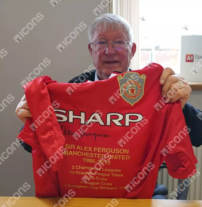 Sir Alex Ferguson Front Signed Manchester United 1999 UEFA Champions League Shirt - Stats Edition