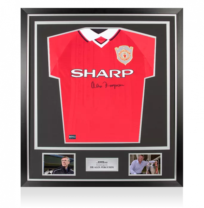 Sir Alex Ferguson Front Signed Manchester United 1999 UCL Final Shirt In Classic Frame
