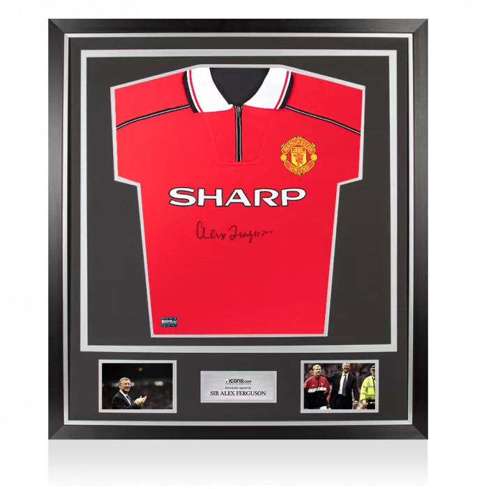 Sir Alex Ferguson Front Signed Manchester United 1999 Home Shirt In Classic Frame