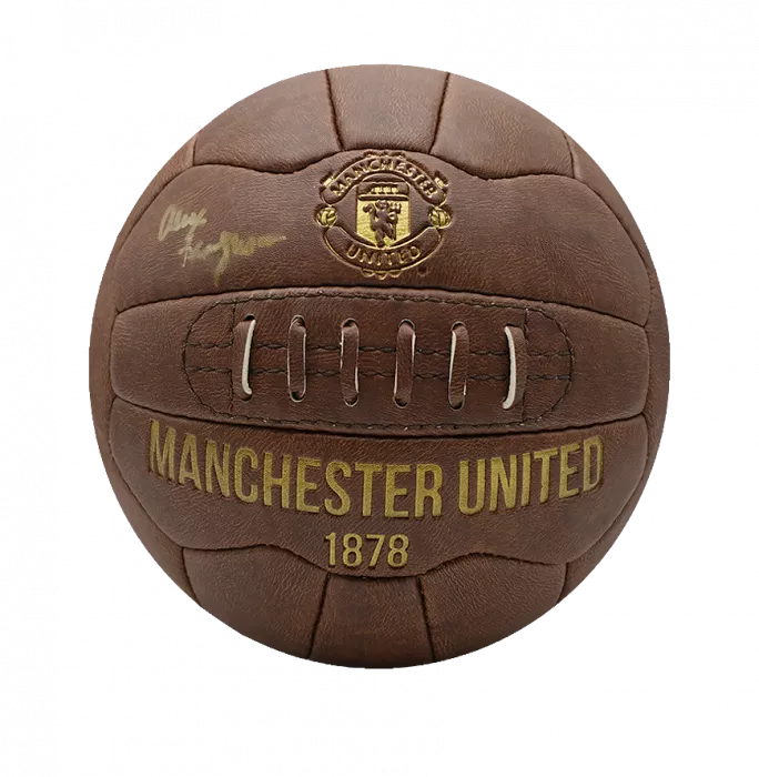 Sir Alex Ferguson Signed Manchester United Heritage Football In Acrylic Case