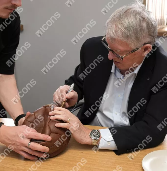 Sir Alex Ferguson Signed Manchester United Heritage Football In Acrylic Case