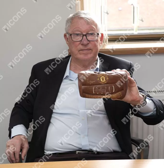 Sir Alex Ferguson Signed Manchester United Heritage Football In Acrylic Case