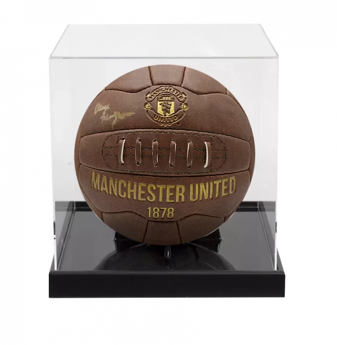 Sir Alex Ferguson Signed Manchester United Heritage Football In Acrylic Case