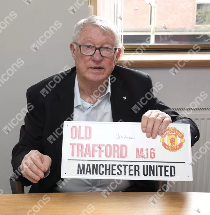 Sir Alex Ferguson Signed Old Trafford Street Sign