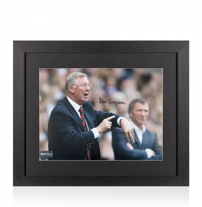 Sir Alex Ferguson Signed Photo: Fergie Time In Black Wooden Frame