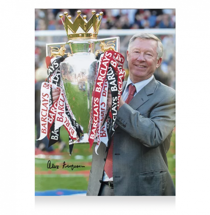 Sir Alex Ferguson Signed Photo: Premier League Trophy