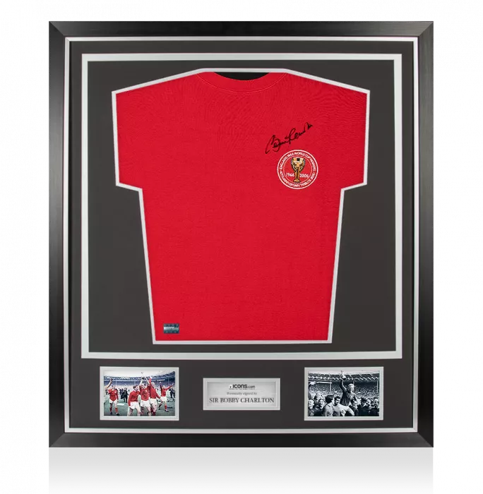 Sir Bobby Charlton Front Signed England 1966 Shirt In Classic Frame: 40th Anniversary Special Edition