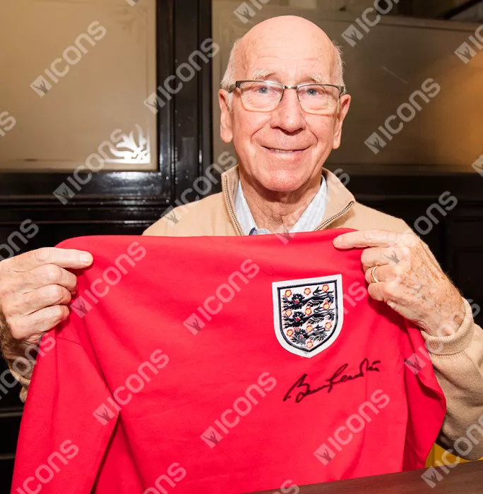 Sir Bobby Charlton Front Signed England 1966 Shirt: Three Lions Edition