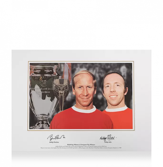 Sir Bobby Charlton & Nobby Stiles Signed Manchester United Print