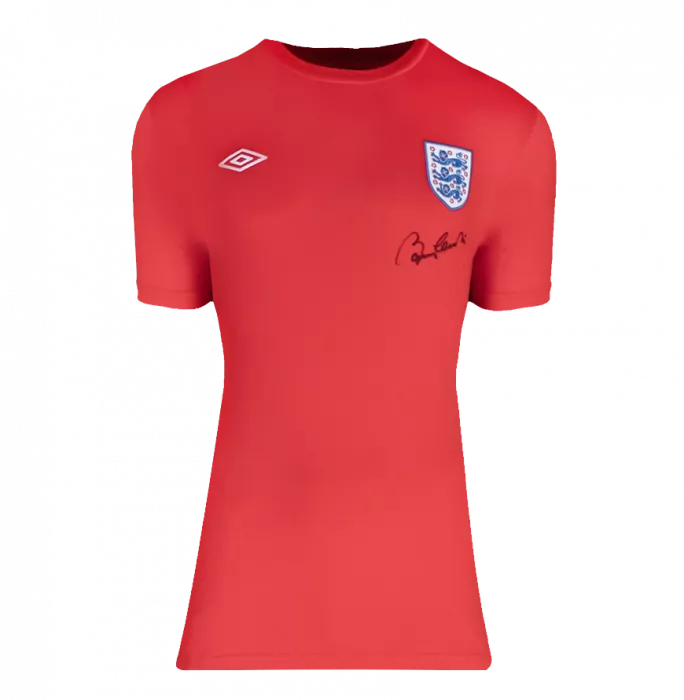 Sir Bobby Charlton Official 1966 FIFA World Cup™ Front Signed And Framed England T-Shirt