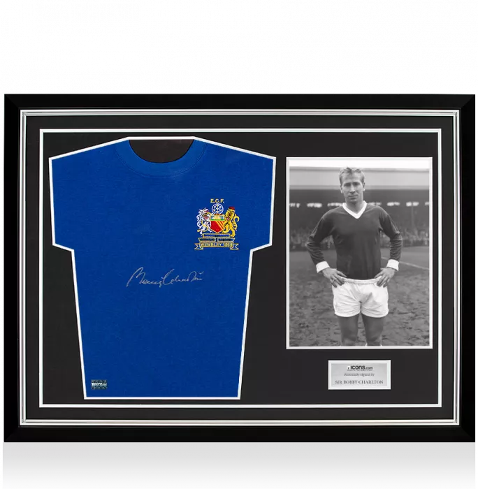 Sir Bobby Charlton Signed Manchester United Away Shirt 1968 European Cup Final In Hero Frame: Option 1