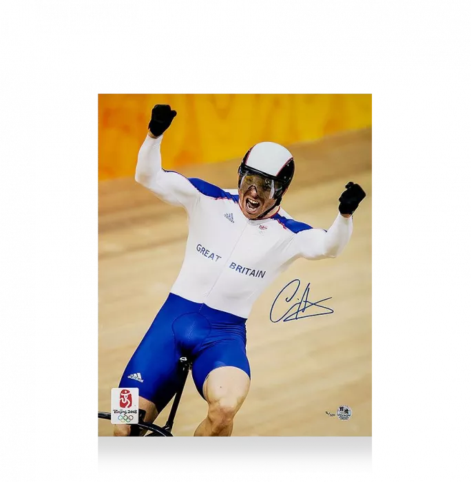 Sir Chris Hoy Signed Team GB Photo: Beijing 2008 Men's Sprint Gold