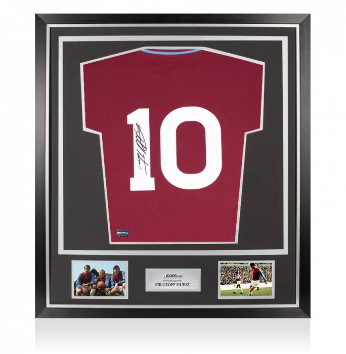 Sir Geoff Hurst Back Signed West Ham United Home Shirt In Classic Frame: 1964 FA Cup Final Edition