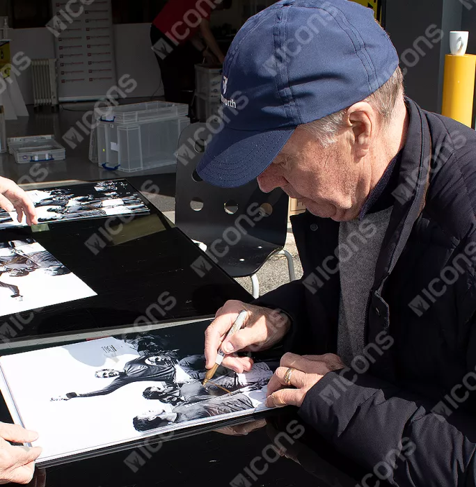 Sir Geoff Hurst Gold Signed England Photo In Black Wooden Frame: 1966 FIFA World Cup Winner