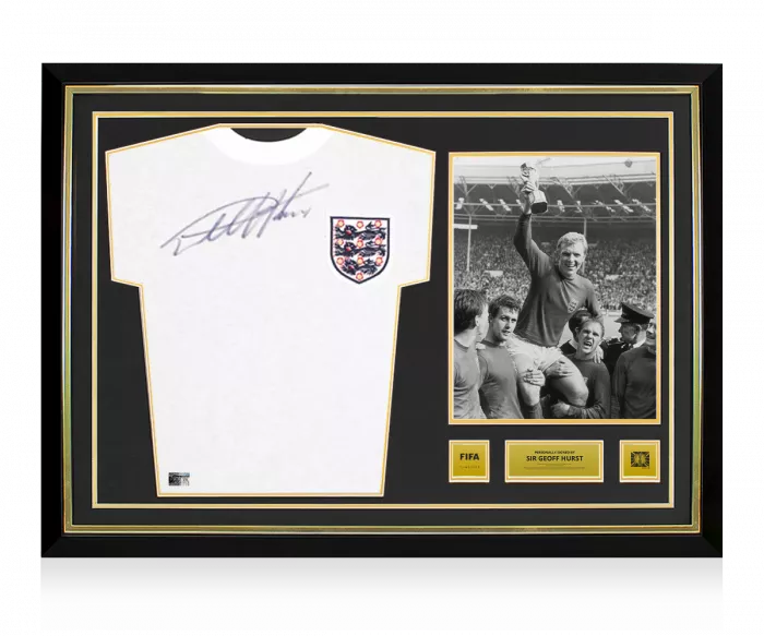 Sir Geoff Hurst Official 1966 FIFA World Cup™ Front Signed And Hero Framed England 1966 Home Shirt