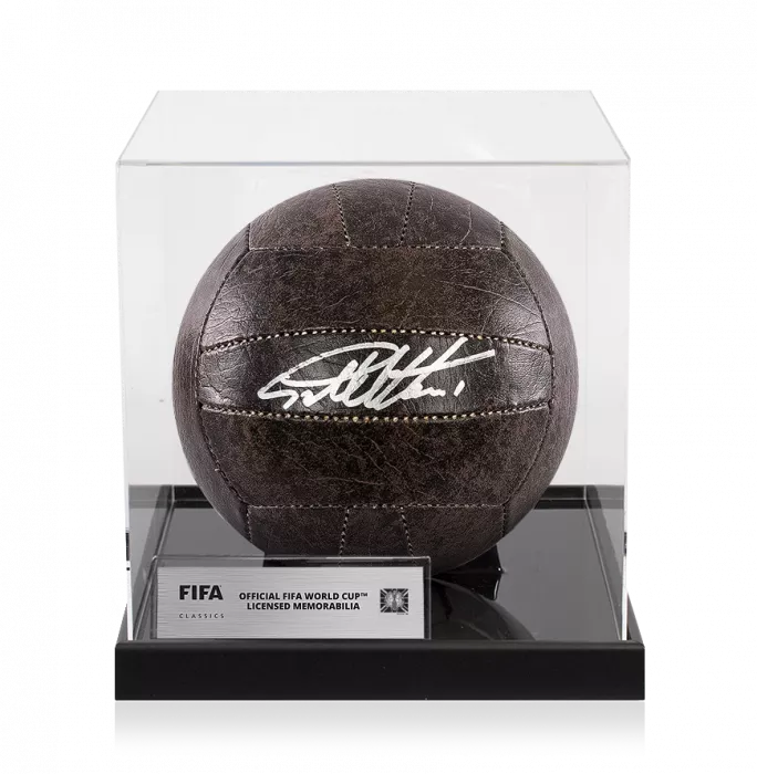 Sir Geoff Hurst Official 1966 FIFA World Cup™ Signed Brown Leather Football In Acrylic Case