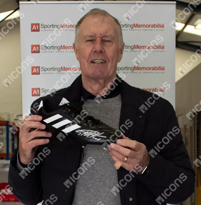 Sir Geoff Hurst Signed Black And White Adidas Football Boot