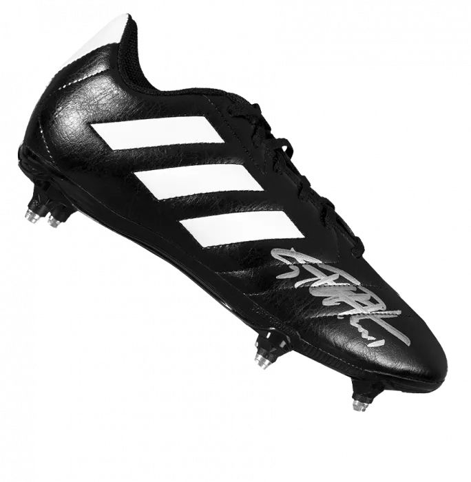 Sir Geoff Hurst Signed Black and White Adidas Football Boot