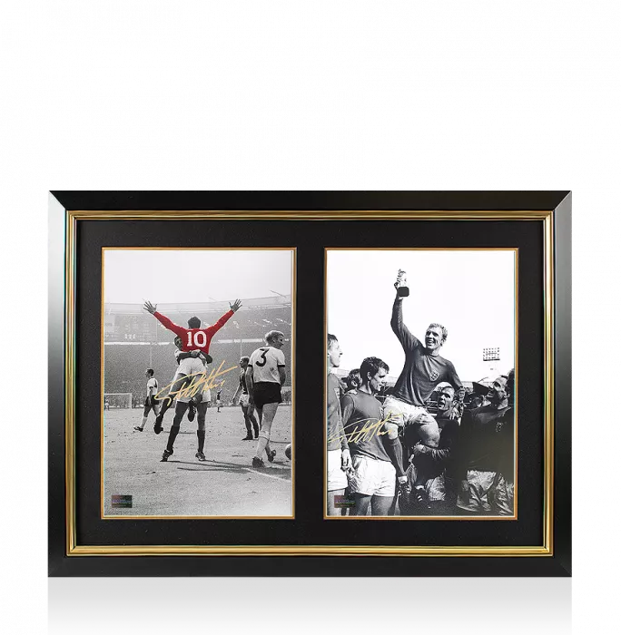 Sir Geoff Hurst Signed England Photos In Dual Photo Frame