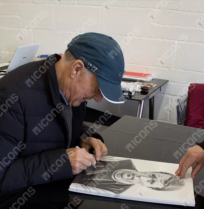 Sir Geoff Hurst Signed Tribute Artwork In Black Wooden Frame