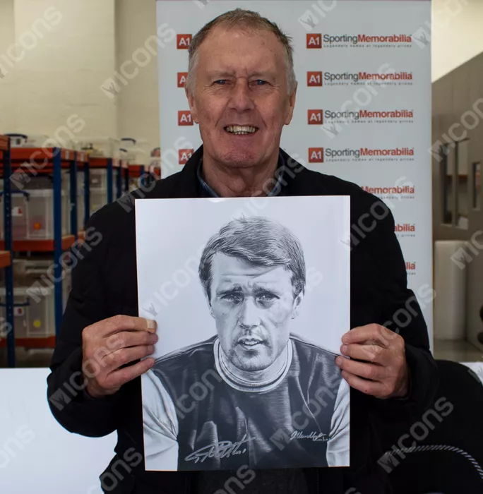 Sir Geoff Hurst Signed Tribute Artwork In Black Wooden Frame